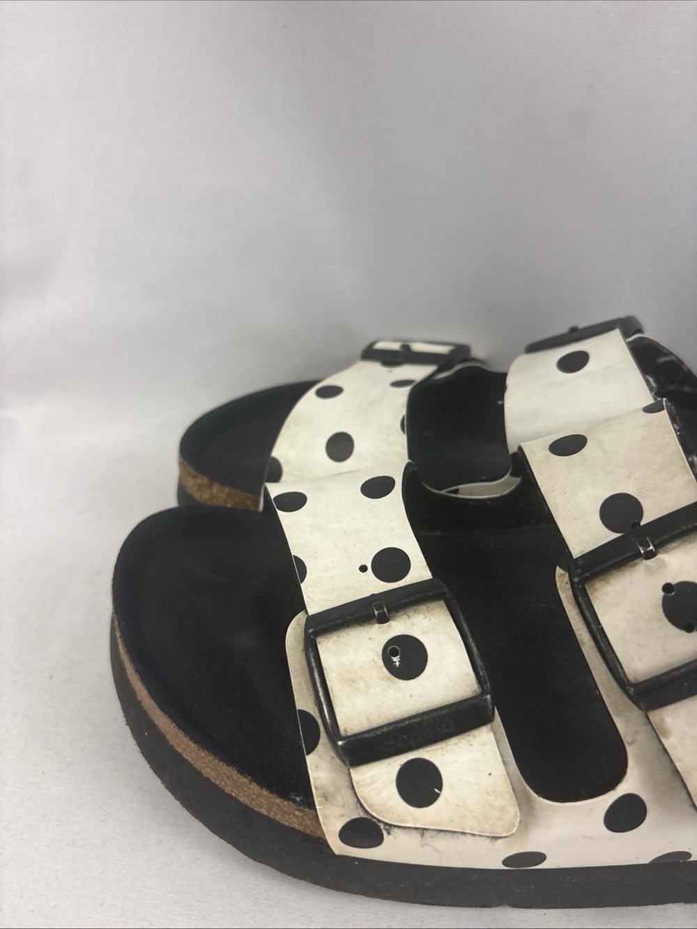 Papillio Arizona Platform Polka Dot Pattern Sandals 41 10-10.5US Black White - Picture 3 of 10